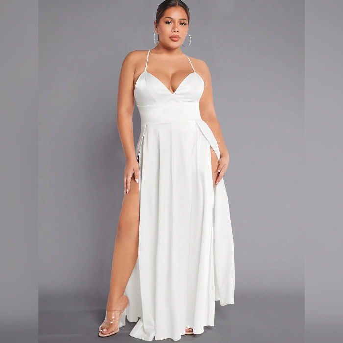 Vestido Longo Plus Size Decote Pernas Veronica