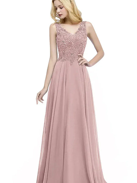 Vestido Longo com Busto Renda Bordada e Saia Fluída