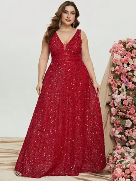 Vestido Longo de Festa Plus Size com Brilho
