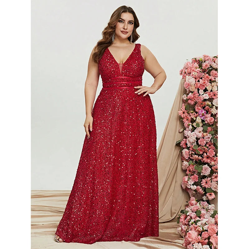 Vestido Longo de Festa Plus Size com Brilho