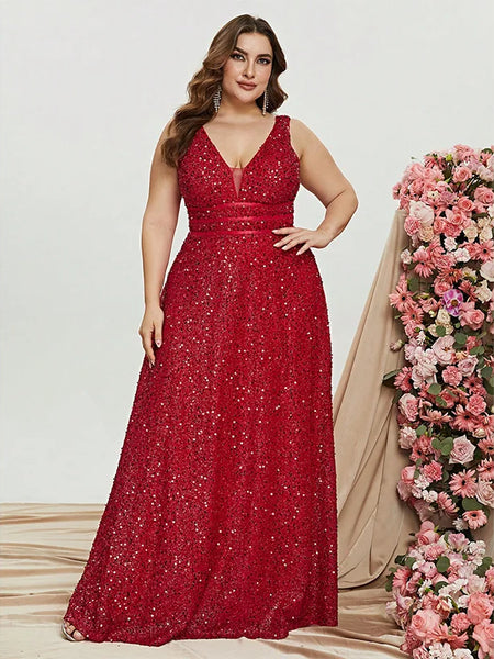 Vestido Longo de Festa Plus Size com Brilho