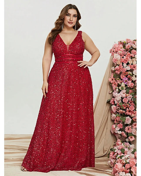 Vestido Longo de Festa Plus Size com Brilho