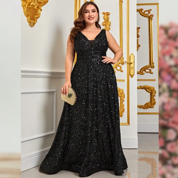 Vestido Longo de Festa Plus Size com Brilho