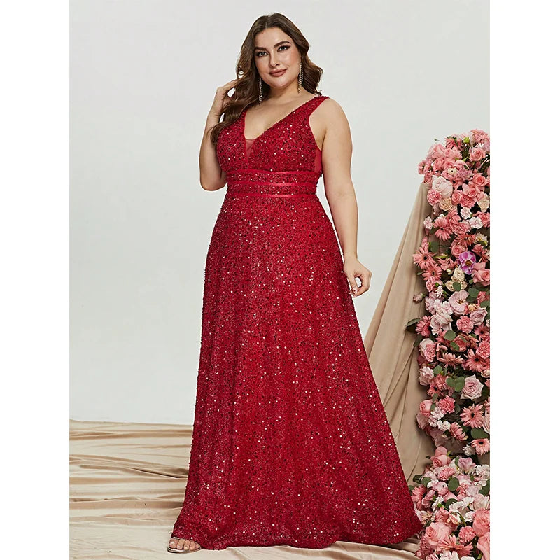 Vestido Longo de Festa Plus Size com Brilho