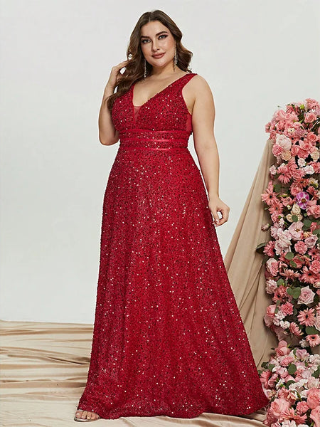 Vestido Longo de Festa Plus Size com Brilho