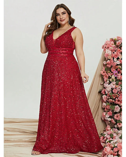 Vestido Longo de Festa Plus Size com Brilho