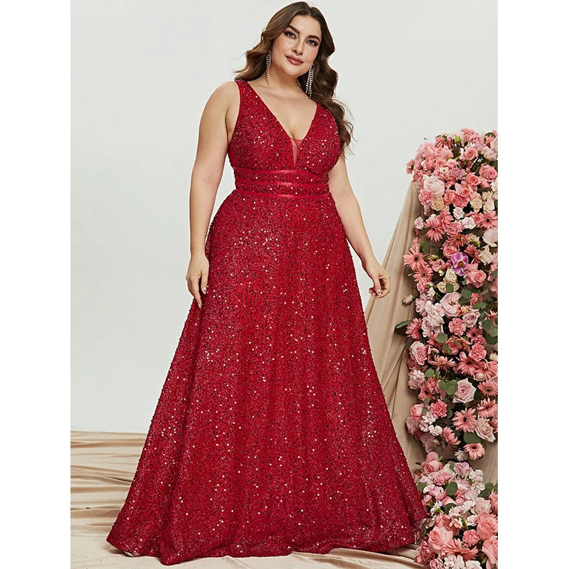 Vestido Longo de Festa Plus Size com Brilho