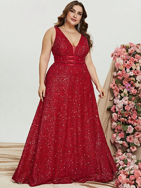 Vestido Longo de Festa Plus Size com Brilho