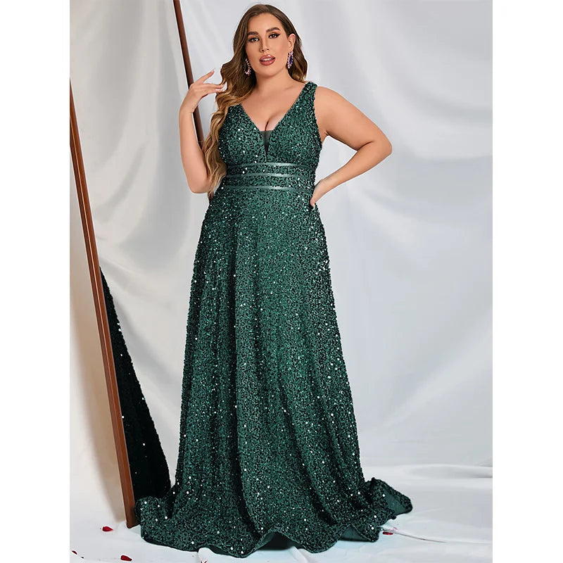 Vestido Longo de Festa Plus Size com Brilho