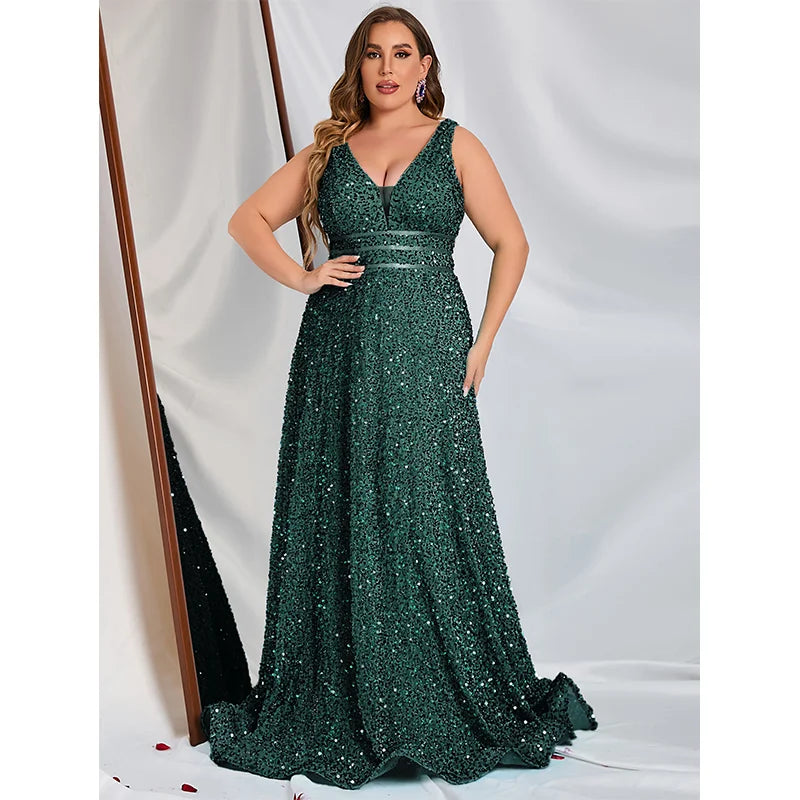 Vestido Longo de Festa Plus Size com Brilho