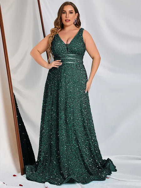 Vestido Longo de Festa Plus Size com Brilho