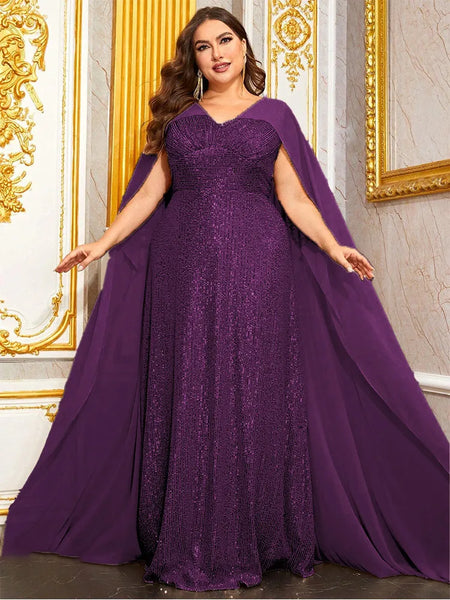 Vestido de Festa Longo Bordado com Brilho e Sobreposição Tipo Capa Elegante