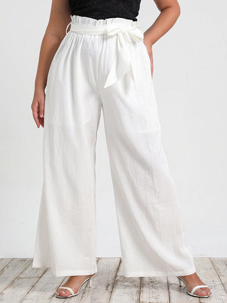 Calça Clochard Branca Feminina com Amarração e Caimento Solto